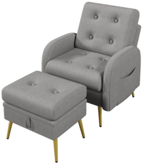 MODFU Ohrensessel Freizeitstuhl mit Fußstütze (Loungesessel, Polsterstuhle, Einzelsofa, 1-St, neigbar, 68*77*85+52*42*47cm), mit 3-stufig verstellbar Rückenlehne, seitlicher Ablage