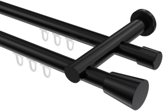 Innenlauf-Gardinenstangen-Set Platon Sitra 100 cm, 2-läufig, 20 mm Ø Schwarz
