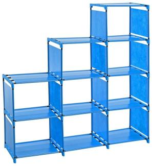 Bücherregal Standregal Stufenregal Treppenregal Regal Wandregal 9 Fächer Blau