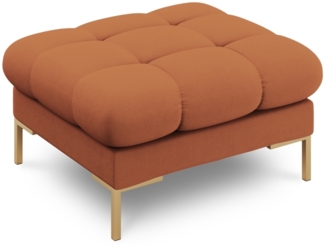 Micadoni Hocker Mamaia 1-Sitzer Strukturierter Stoff Ziegel Metall Gold