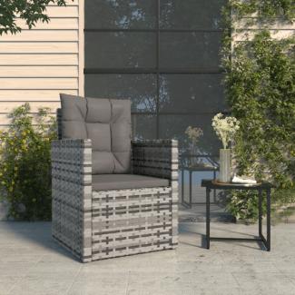 vidaXL Gartensessel mit Kissen Grau Poly Rattan 362323