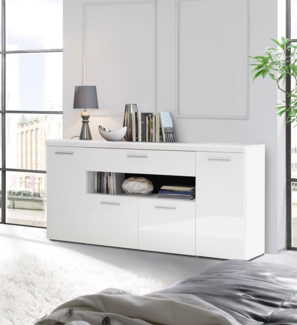 Sideboard Kommode Anrichte 179cm weiß Hochglanz schwarz Modern