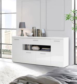 Sideboard Kommode Anrichte 179cm weiß Hochglanz schwarz Modern