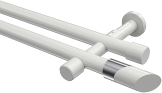 Gardinenstangen-Set Prestige Verano 200 cm, 2-läufig (ohne Ringe), 20 mm Ø Weiß