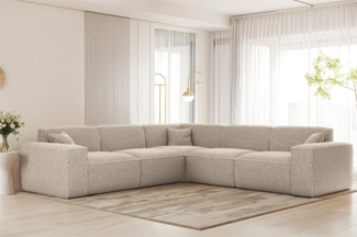 Ecksofa Designersofa CELES PREMIUM in Stoff Sven Cappuccino Seite Universal