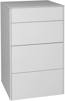 Kommode Elfi 52 x 42 x 89 Hochglanz Kreidegrau/Glas Kreidegrau 14795