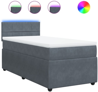 vidaXL Boxspringbett mit Matratze Dunkelgrau 100x200 cm Samt 3289963