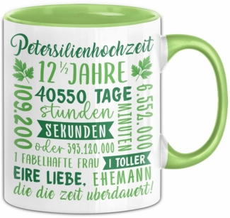 Trendation Tasse Petersilienhochzeit Geschenk Tasse Party Hochzeitstag 12,5 Jahre Gesch