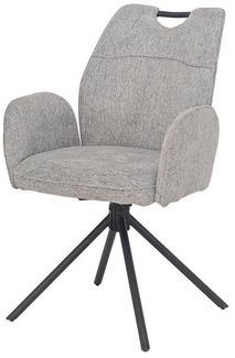 Massivart® Polsterstuhl drehbar 360 Grad, Esszimmerstuhl mit Armlehnen, »CARINA«, Webstoff • Metallgestell schwarz • komfortabel gepolstert