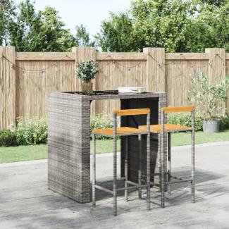 vidaXL Barhocker 2 Stk. Grau Poly Rattan und Massivholz Akazie 362607