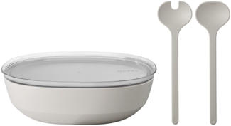 Mepal SILUETA Servierschale mit Deckel & Salatbesteck 4000 ml Nordic White