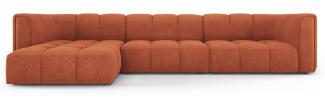 Micadoni Modulares Ecksofa Serena 5-Sitzer Strukturierter Stoff, Orange, Links