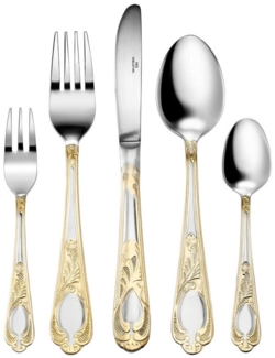 Karcher Besteck-Set Boston 72-teilig (72-tlg), Edelstahl, 72-teilig für 12 Personen, Edelstahl, dekorvergoldet