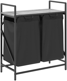 vidaXL Wäschekorb 2 Fächer mit Ablage Grau Sonoma 859068