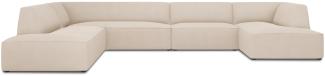 Micadoni 7-Sitzer Panorama Ecke links Sofa Ruby | Bezug Beige | Beinfarbe Black Plastic