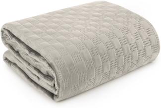 Tagesdecke Velours Samtdecke Gesteppt Steppdecke Klassische Decke SOFIA 4 beige 200x220 cm