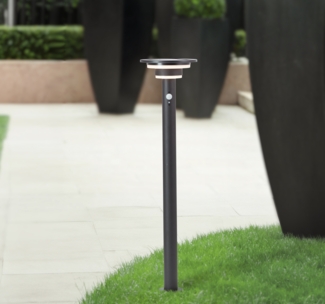 Brilliant LED Stehlampe Garvina Solar, 85 cm, 430 lm, 3000 K, Edelstahl, schwarz