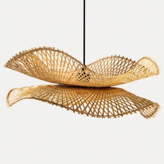 riess-ambiente Hängeleuchte ORGANIC LIVING 50cm natur · Pendellampe mit Schirm · Sonnenhut-Design, keine besonderen Funktionen, ohne Leuchtmittel, für Esszimmer · Bambus-Holz · Boho-Stil · handmade · für Schlafzimmer