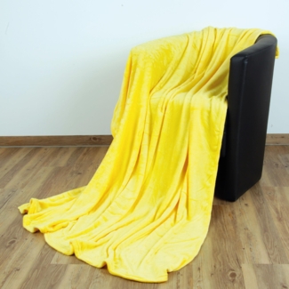 Kuscheldecke Wohndecke "Celina" - hochwertige Flauschige Decke, 180 x 220 cm - Gelb