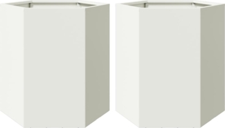 vidaXL Garten-Pflanzgefäße 2 Stück Weiß Sechseckig 46x40x45 Stahl 851111