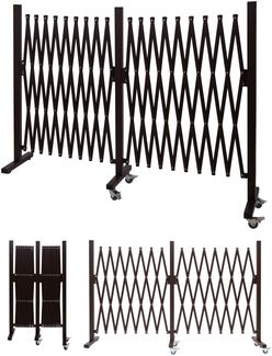 Mendler Absperrgitter HWC-B34, Zaun Scherengitter Trenngitter, Alu ausziehbar Laufrollen braun ~ Höhe 109cm, Breite 60-530cm
