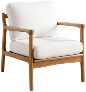 WAHSON OFFICE CHAIRS Loungesessel Vintage Loungesessel mit Holzgestell & Leinen/PU-Leder