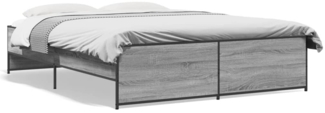 vidaXL Bettgestell Grau Sonoma 140x200 cm Holzwerkstoff und Metall 3279890