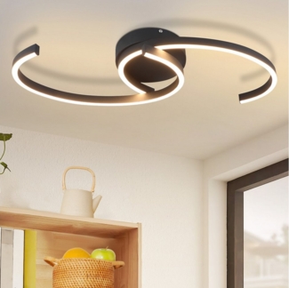 Nettlife LED Deckenleuchte Wohnzimmer 2-Ringen Schwarz/Weiß Modern 24W Deckenlampe 3000K Metall, 330° Drehbarer, LED fest integriert, Warmweiß, Deckenleuchten für Schlafzimmer Flur Küche Büro