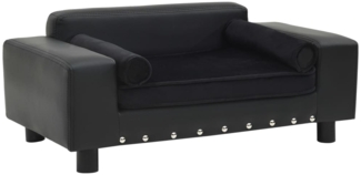 vidaXL Hundesofa Schwarz 81 x 43 x 31 cm Plüsch und Kunstleder 170954