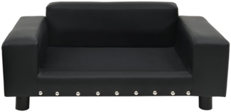 vidaXL Hundesofa, Plüsch und Kunstleder, Schwarz, 31 x 43 x 81 cm