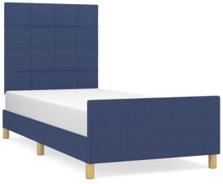 vidaXL Bettgestell mit Kopfteil Blau 100x200 cm Stoff 3125039
