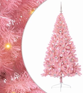 vidaXL Künstlicher vorbeleuchteter Weihnachtsbaum Rosa 240 cm PVC 3397104