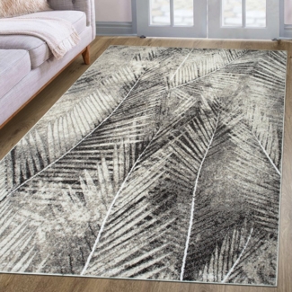 my home Teppich Kiliv, modernes Blatt Design, rechteckig, Höhe: 9 mm, mit besonders weichem Flor, Kurzflor