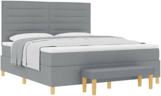 vidaXL Boxspringbett mit Matratze Hellgrau 180x200 cm Stoff 3344240