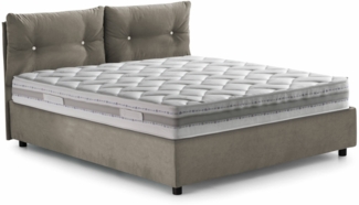 Dmora Einzelbett Sabazia, Bettkasten mit Stoffbezug, 100 % Made in Italy, Öffnung vorne, inklusive Matratze 80 x 190 cm, Taupe