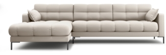 Micadoni Ecksofa Mamaia 5-Sitzer Links Strukturierter Stoff Beige Metall schwarz
