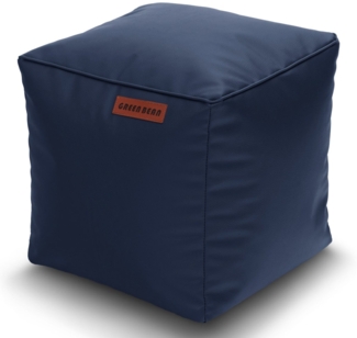 Green Bean® Sitzhocker aus Kunstleder - Pouf mit EPS Perlen Füllung - 40x40 cm - perfekte Ergänzung zum Sitzsack - Dunkelblau