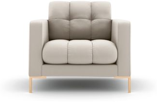 Micadoni Sessel Mamaia 1-Sitzer Strukturierter Stoff Neve Beige goldene Beine