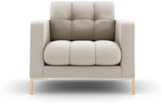 Micadoni Sessel Mamaia 1-Sitzer Strukturierter Stoff Beige Metall Gold
