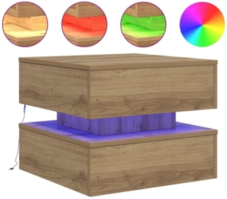 Couchtisch, Sofatisch mit LED-Leuchten Artisan-Eiche 50 x 50 x 40 cm