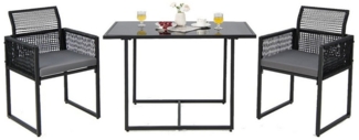 COSTWAY Balkonset, (3tlg), Rattan, Gartenmöbel Set mit 2 Stühlen & Kissen, platzsparend