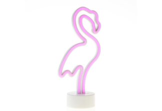 SATISFIRE LED Dekolicht LED NEON Figur FLAMINGO Neonlicht Schild Leuchtfigur Batterie USB 30cm, LED Classic, pink