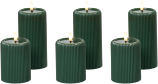 LED Kerzen 6er Set NOISETTE 10 16 cm Grün