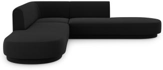 Micadoni 5-Sitzer Samtstoff Symmetrisches Ecksofa Miley | Bezug Black | Beinfarbe Black Plastic
