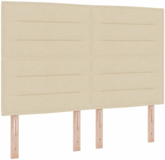 vidaXL LED Boxspringbett mit Matratze Creme 160x200 cm Stoff 3343038