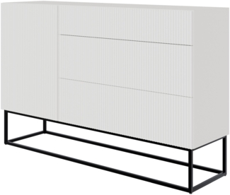 Selsey 'Veldio' Sideboard mit Schubladen, weiß mit schwarzem Metallgestell, ca. 90 x 140 x 38 cm