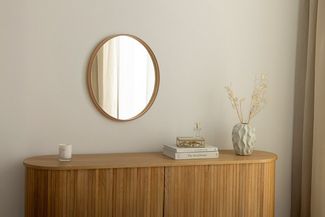 riess-ambiente Wandspiegel PORTRAIT Ø70cm braun - Eichenholz-Design, rund, Accessoire, Flur (Einzelartikel, 1-St), dekorativer Spiegel mit Rahmen – ideal für Wohn- oder Schlafzimmer