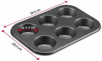 WESTMARK Muffinform Für 6 Muffins, Antihaftbeschichtung, Back Meister, Anthrazit