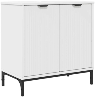 vidaXL Badezimmer Waschbecken Schrank mit Tür Weiß 60,5 x 33,5 x 61 cm 883414