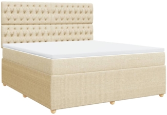 vidaXL Boxspringbett mit Matratze Creme 180x200 cm Stoff 3292147